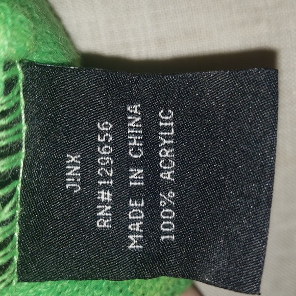 J¡NX Minecraft Creeper Face Fringe Ends Acrylic Knit Scarf Unisex Green Black OS - Picture 11 of 15